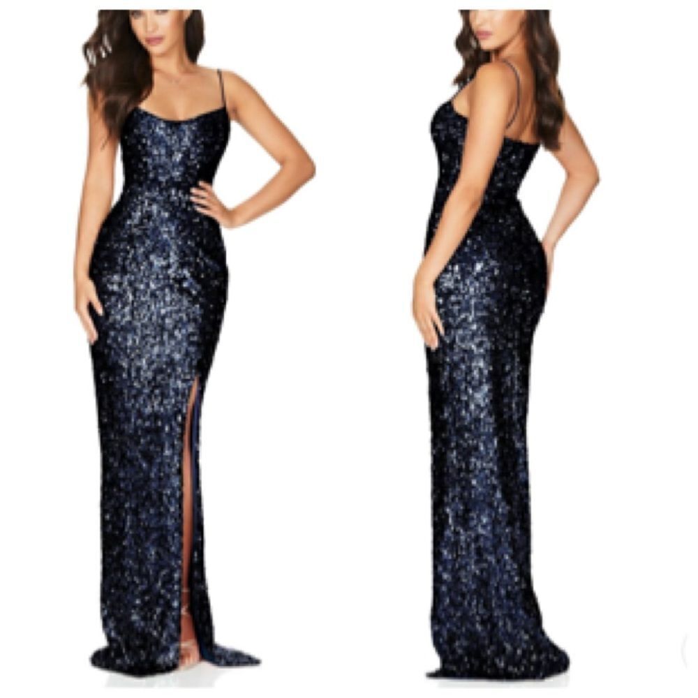 Nookie Confetti Sequined Gown Xtra Small XS in Navy